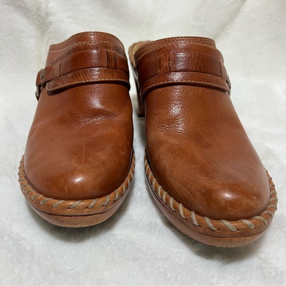 Frye Charlotte Ring Brown Red Platform Clog Mule Women Heel Size 9.5 M - Picture 4 of 10